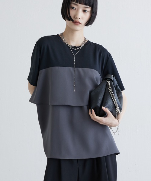 Lui's(ルイス)の「ペプラムフレアドッキングTシャツ(Tシャツ/カットソー・レディース・ブラック/オフホワイト・FREE)」の10枚目の写真