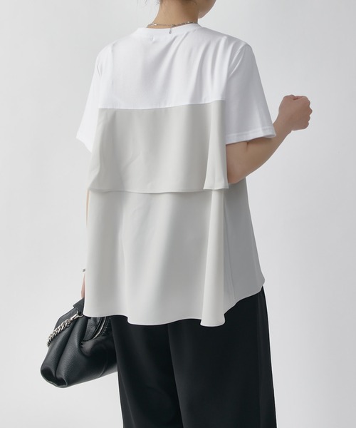 Lui's(ルイス)の「ペプラムフレアドッキングTシャツ(Tシャツ/カットソー・レディース・ブラック/オフホワイト・FREE)」の5枚目の写真