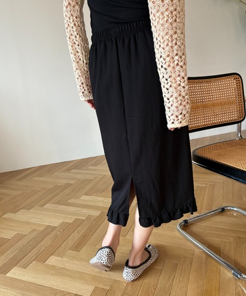 FUULLY STUDIO(フーリィーステューディオ)の「フリルミディスカート(スカート・レディース・ブラック/ライトグリーン・FREE)」の8枚目の写真