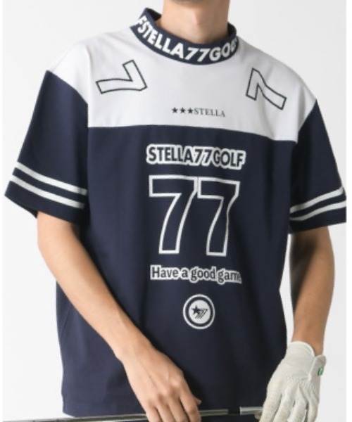 stella77golf(ステラセブンティーンセブンゴルフ)の「COOLMAX接触冷感モックネックTシャツB(Tシャツ/カットソー・メンズ・ネイビー/ブラック/ホワイト・LARGE/X-LARGE/XX-LARGE/MEDIUM)」の3枚目の写真