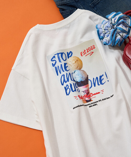 FREAK'S STORE（フリークスストア）の「限定展開　別注 YEH! Photo バック プリント 半袖 Tシャツ（Tシャツ/カットソー・レディース・ライトグレー/オフホワイト/ブラック・ﾌﾘ-）」の2枚目の写真