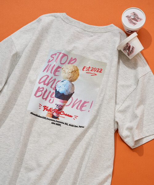 FREAK'S STORE（フリークスストア）の「限定展開　別注 YEH! Photo バック プリント 半袖 Tシャツ（Tシャツ/カットソー・レディース・ライトグレー/オフホワイト/ブラック・ﾌﾘ-）」の3枚目の写真