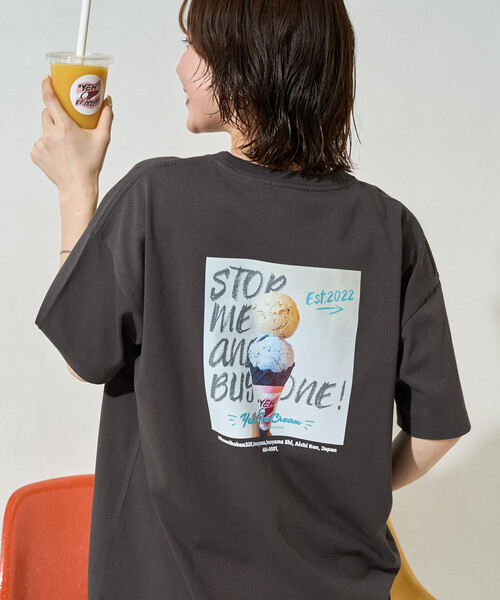 FREAK'S STORE（フリークスストア）の「限定展開　別注 YEH! Photo バック プリント 半袖 Tシャツ（Tシャツ/カットソー・レディース・ライトグレー/オフホワイト/ブラック・ﾌﾘ-）」の8枚目の写真