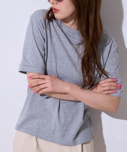TRIANGLE PALETTE(トライアングルパレット)の「サイロコットン 5分袖 ロールアップTシャツ(Tシャツ/カットソー・レディース・ホワイト/ブラック/グレー・FREE)」の22枚目の写真