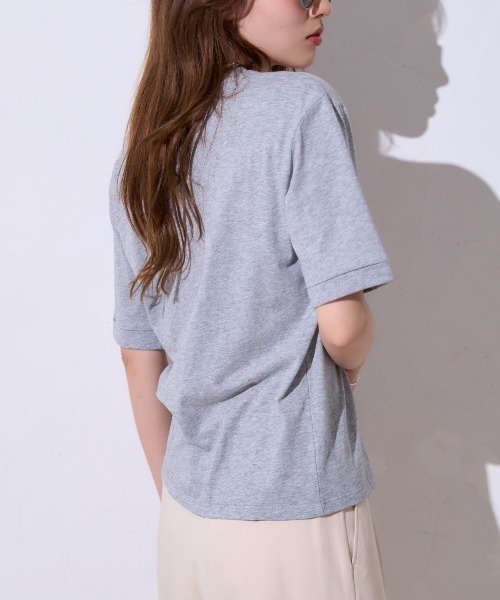 TRIANGLE PALETTE(トライアングルパレット)の「サイロコットン 5分袖 ロールアップTシャツ(Tシャツ/カットソー・レディース・ホワイト/ブラック/グレー・FREE)」の20枚目の写真