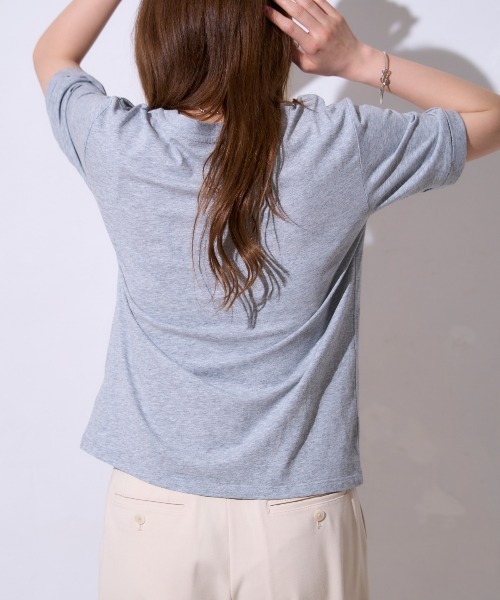 TRIANGLE PALETTE(トライアングルパレット)の「サイロコットン 5分袖 ロールアップTシャツ(Tシャツ/カットソー・レディース・ホワイト/ブラック/グレー・FREE)」の19枚目の写真