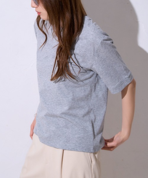 TRIANGLE PALETTE(トライアングルパレット)の「サイロコットン 5分袖 ロールアップTシャツ(Tシャツ/カットソー・レディース・ホワイト/ブラック/グレー・FREE)」の18枚目の写真