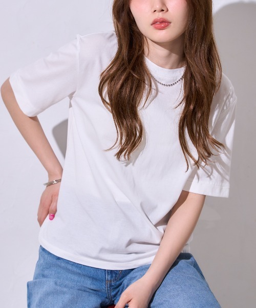 TRIANGLE PALETTE(トライアングルパレット)の「サイロコットン 5分袖 ロールアップTシャツ(Tシャツ/カットソー・レディース・ホワイト/ブラック/グレー・FREE)」の12枚目の写真