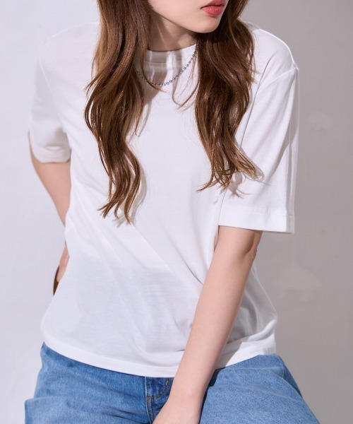TRIANGLE PALETTE(トライアングルパレット)の「サイロコットン 5分袖 ロールアップTシャツ(Tシャツ/カットソー・レディース・ホワイト/ブラック/グレー・FREE)」の11枚目の写真