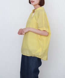 バンドカラーシャツ」に該当するイエロー/黄色系のファッション通販