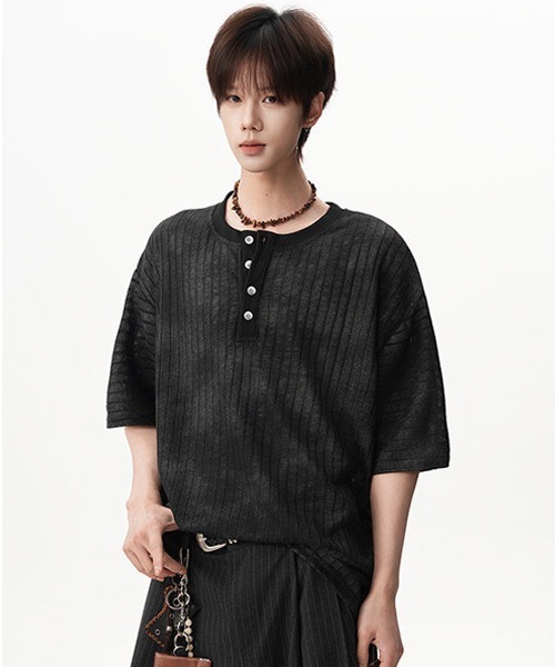 Ressaca(レサーカ)の「オーバーサイズヘンリーネックTシャツ(Tシャツ/カットソー・メンズ・アイボリー/ブラック/ブルー・XL/M/L)」の10枚目の写真