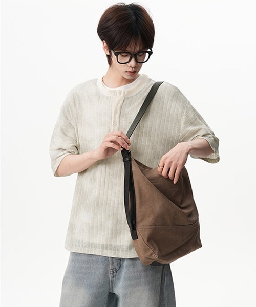 Ressaca(レサーカ)の「オーバーサイズヘンリーネックTシャツ(Tシャツ/カットソー・メンズ・アイボリー/ブラック/ブルー・XL/M/L)」の6枚目の写真