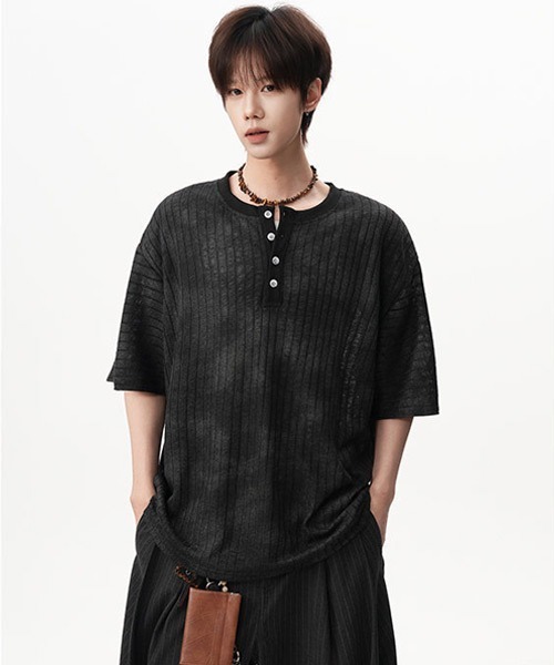 Ressaca(レサーカ)の「オーバーサイズヘンリーネックTシャツ(Tシャツ/カットソー・メンズ・アイボリー/ブラック/ブルー・XL/M/L)」の17枚目の写真