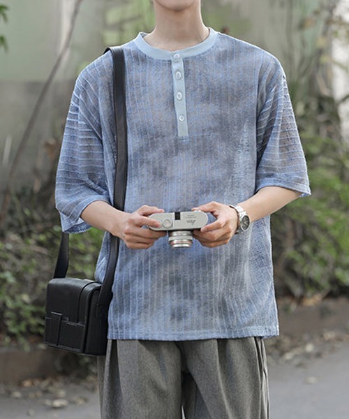 Ressaca(レサーカ)の「オーバーサイズヘンリーネックTシャツ(Tシャツ/カットソー・メンズ・アイボリー/ブラック/ブルー・XL/M/L)」の21枚目の写真