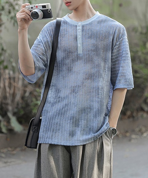 Ressaca(レサーカ)の「オーバーサイズヘンリーネックTシャツ(Tシャツ/カットソー・メンズ・アイボリー/ブラック/ブルー・XL/M/L)」の22枚目の写真