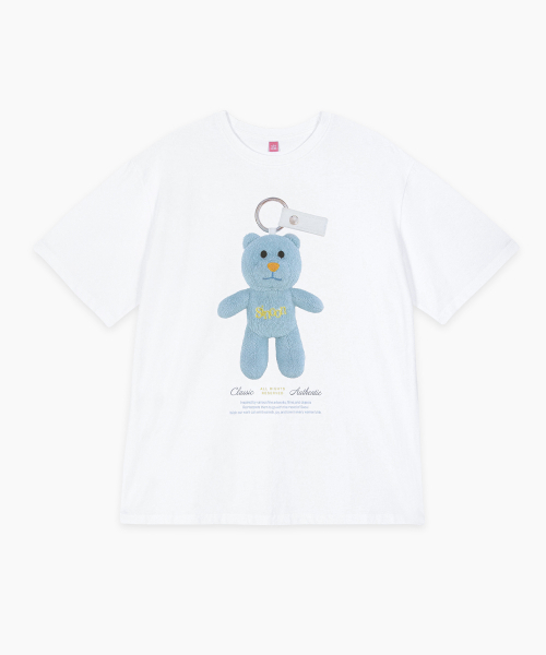 SINOON(シヌーン)の「NOONI Bear Keyring T-Shirt (Cotton Blue)(Tシャツ/カットソー・レディース・ブルー・FREE)」の1枚目の写真