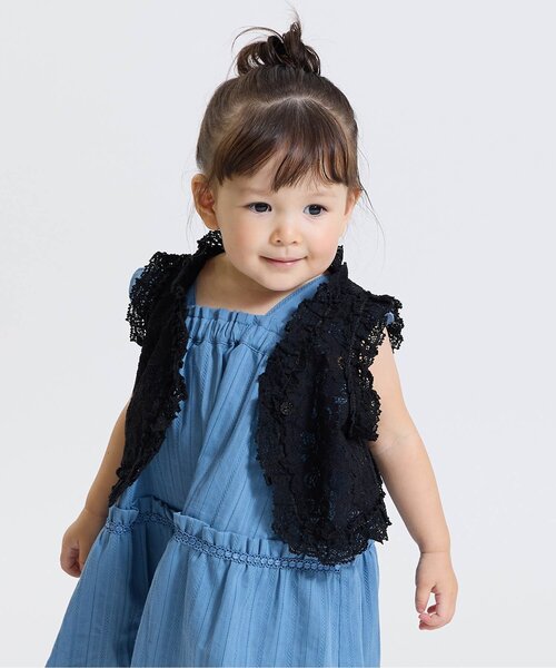 Boribon(ボリボン)の「レースショートベスト(ベスト・キッズ・オフホワイト/ブラック・90/100/110/120)」の1枚目の写真