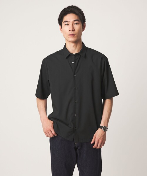 【新品同様・超美品♫】【２枚セット♫】BLACK LABEL 半袖シャツL WEB限定】JUST fit ウールライク ボックス シルエット 半袖 シャツ