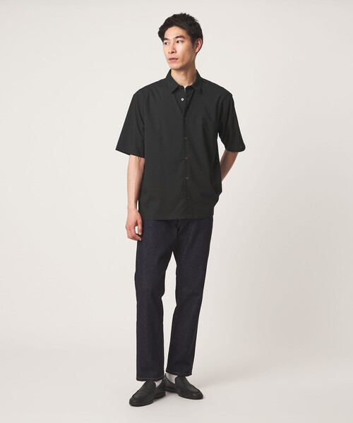 green label relaxing(グリーンレーベルリラクシング)の「【WEB限定】JUST fit ウールライク ボックス シルエット 半袖 シャツ(シャツ/ブラウス・メンズ・ダークグレー/ブラック/モカ・L/XL/M/S)」の7枚目の写真