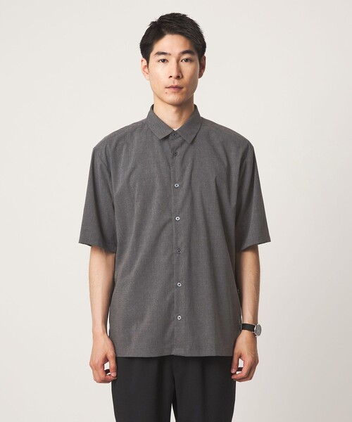 green label relaxing(グリーンレーベルリラクシング)の「【WEB限定】JUST fit ウールライク ボックス シルエット 半袖 シャツ(シャツ/ブラウス・メンズ・ダークグレー/ブラック/モカ・L/XL/M/S)」の10枚目の写真