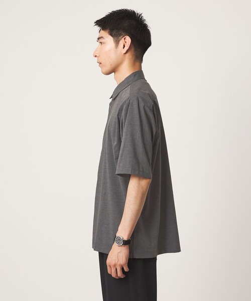 green label relaxing(グリーンレーベルリラクシング)の「【WEB限定】JUST fit ウールライク ボックス シルエット 半袖 シャツ(シャツ/ブラウス・メンズ・ダークグレー/ブラック/モカ・L/XL/M/S)」の11枚目の写真