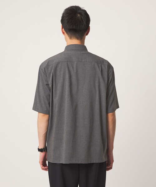 green label relaxing(グリーンレーベルリラクシング)の「【WEB限定】JUST fit ウールライク ボックス シルエット 半袖 シャツ(シャツ/ブラウス・メンズ・ダークグレー/ブラック/モカ・L/XL/M/S)」の12枚目の写真