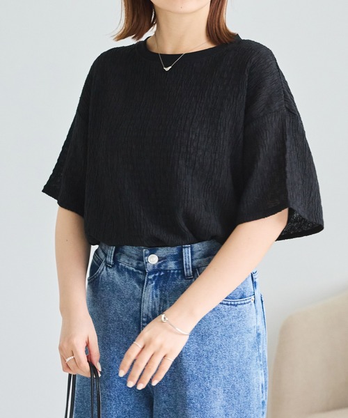 LAVEANGE(ラビアンジェ)の「楊柳ラウンドヘムカットプルオーバー(Tシャツ/カットソー・レディース・ブラック/グレー/オフホワイト・LL/M/5L/4L/3L)」の4枚目の写真