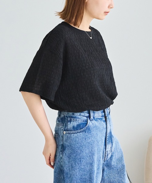 LAVEANGE(ラビアンジェ)の「楊柳ラウンドヘムカットプルオーバー(Tシャツ/カットソー・レディース・ブラック/グレー/オフホワイト・LL/M/5L/4L/3L)」の5枚目の写真