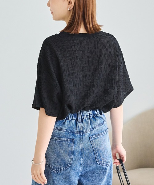 LAVEANGE(ラビアンジェ)の「楊柳ラウンドヘムカットプルオーバー(Tシャツ/カットソー・レディース・ブラック/グレー/オフホワイト・LL/M/5L/4L/3L)」の6枚目の写真