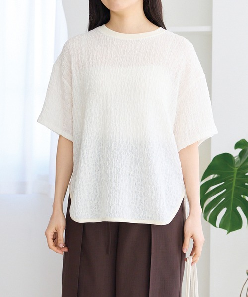 LAVEANGE(ラビアンジェ)の「楊柳ラウンドヘムカットプルオーバー(Tシャツ/カットソー・レディース・ブラック/グレー/オフホワイト・LL/M/5L/4L/3L)」の21枚目の写真