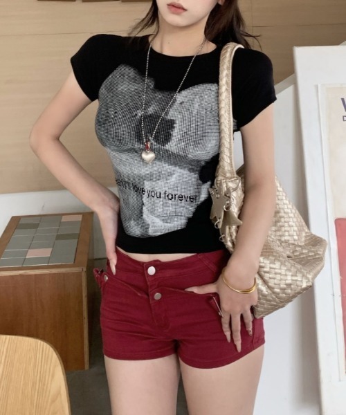 lilful(リルフル)の「【26年春夏新作】ぼかしプリント半袖コンパクトTシャツ(Tシャツ/カットソー・レディース・グレー/ホワイト/ブラック・M/S)」の7枚目の写真