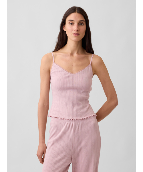 GAP(ギャップ)の「ポインテール 裾レタスフリル パジャマキャミソール(ルームウェア/パジャマ・レディース・ホワイト/オフホワイト/ピンク・M/L/S/XS/XXS)」の3枚目の写真
