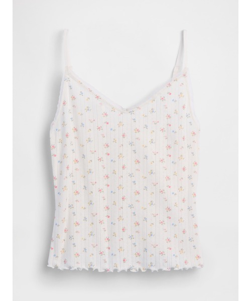 GAP(ギャップ)の「ポインテール 裾レタスフリル パジャマキャミソール(ルームウェア/パジャマ・レディース・ホワイト/オフホワイト/ピンク・M/L/S/XS/XXS)」の4枚目の写真