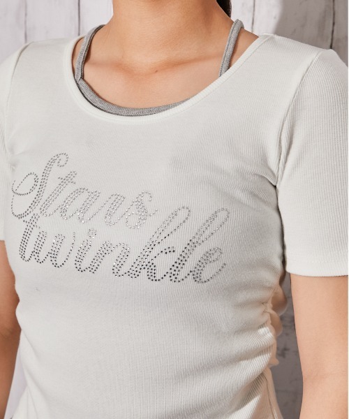 GORGE(ゴージ)の「《ラインストーンロゴ×レースレイヤード》カットソー/フェミニン×Y2K/春夏秋/全3色(Tシャツ/カットソー・レディース・オフホワイト/グレー/ブラック・F)」の14枚目の写真