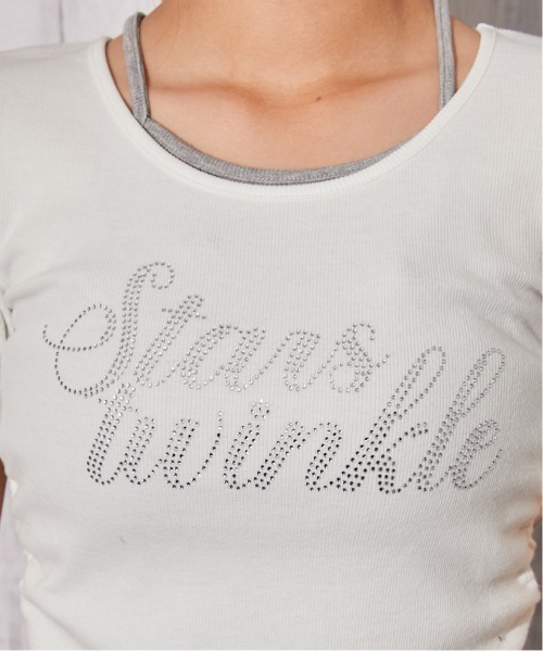 GORGE(ゴージ)の「《ラインストーンロゴ×レースレイヤード》カットソー/フェミニン×Y2K/春夏秋/全3色(Tシャツ/カットソー・レディース・オフホワイト/グレー/ブラック・F)」の15枚目の写真