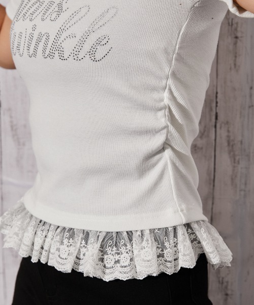 GORGE(ゴージ)の「《ラインストーンロゴ×レースレイヤード》カットソー/フェミニン×Y2K/春夏秋/全3色(Tシャツ/カットソー・レディース・オフホワイト/グレー/ブラック・F)」の18枚目の写真