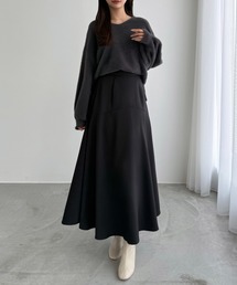 CENEA（セネア）の「Vネックシャギーニットトップス+フレアスカートSET（セットアップ）」