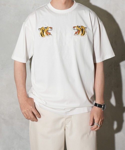 TAION(タイオン)の「TAION / タイオン TIGER EMB SS TEE <JAPAN SPECIAL> (TS01JS-PR01A)(Tシャツ/カットソー・メンズ・ブラック/ホワイト・MEDIUM/LARGE/X-LARGE)」の3枚目の写真