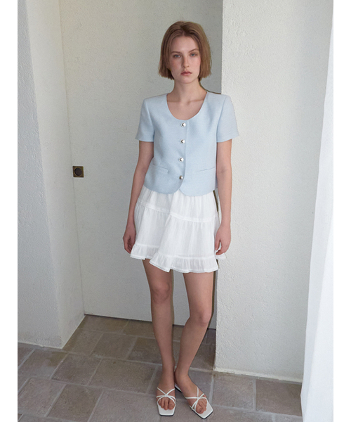 ETMON（エトモン）の「Summer Round Tweed Jacket, Light Blue（テーラードジャケット・レディース・その他・F）」の3枚目の写真