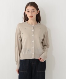 小花刺繍クルーネック2WAYカーディガン