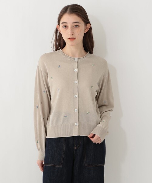 Afternoon Tea(アフタヌーンティー)の「小花刺繍クルーネック2WAYカーディガン(カーディガン/ボレロ・レディース・グレー/ネイビー・MEDIUM)」の1枚目の写真