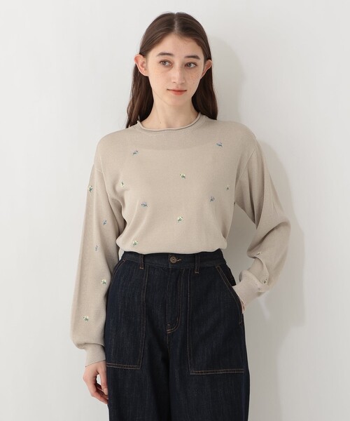 Afternoon Tea(アフタヌーンティー)の「小花刺繍クルーネック2WAYカーディガン(カーディガン/ボレロ・レディース・グレー/ネイビー・MEDIUM)」の6枚目の写真