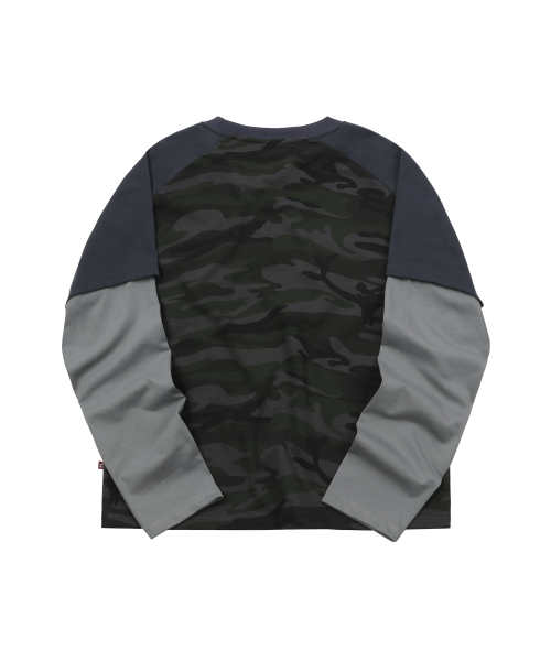 S'EST(エスイーエスティー)の「Camo Raglan Layered Sleeve charcoal(Tシャツ/カットソー・メンズ・チャコール・SMALL/MEDIUM)」の2枚目の写真