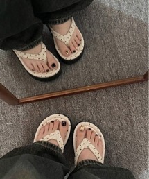 厚底ドット柄ビーチサンダル