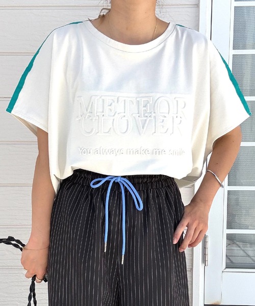 Q(キュー)の「エンボスロゴプルオーバージャージ(Tシャツ/カットソー・レディース・グレー/ライム/ブラック/オフホワイト・MEDIUM)」の6枚目の写真