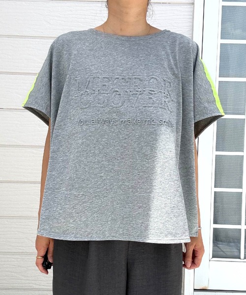 Q(キュー)の「エンボスロゴプルオーバージャージ(Tシャツ/カットソー・レディース・グレー/ライム/ブラック/オフホワイト・MEDIUM)」の11枚目の写真