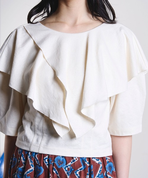 ROSE BUD(ローズバッド)の「mici/RAFFLE LACE UP TOP(Tシャツ/カットソー・レディース・オフホワイト/ブラック・ONE SIZE)」の20枚目の写真