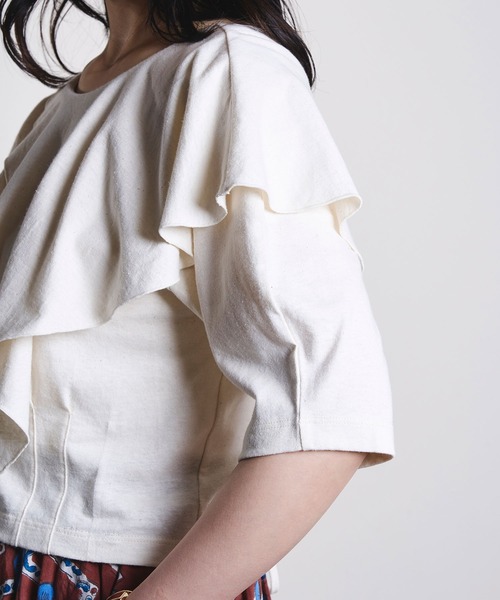 ROSE BUD(ローズバッド)の「mici/RAFFLE LACE UP TOP(Tシャツ/カットソー・レディース・オフホワイト/ブラック・ONE SIZE)」の19枚目の写真