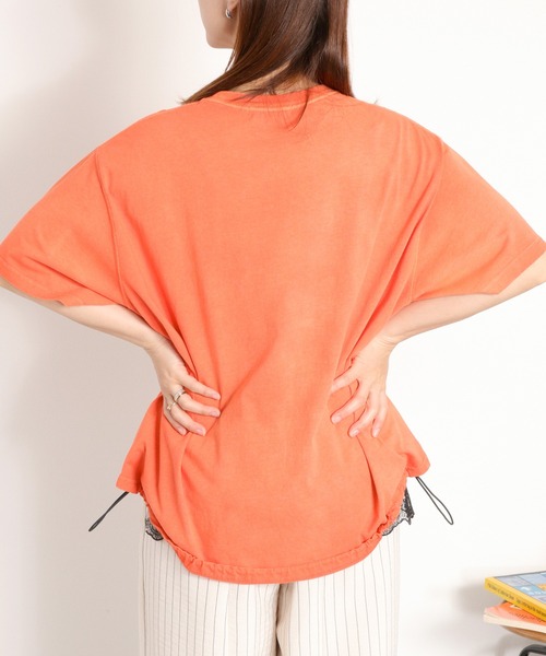 cepo（セポ）の「日焼け加工ドロストショートスリーブTee（Tシャツ/カットソー・レディース・オフホワイト/チャコール/レッド・M）」の5枚目の写真