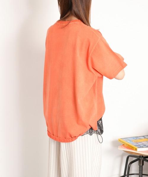 cepo（セポ）の「日焼け加工ドロストショートスリーブTee（Tシャツ/カットソー・レディース・オフホワイト/チャコール/レッド・M）」の7枚目の写真